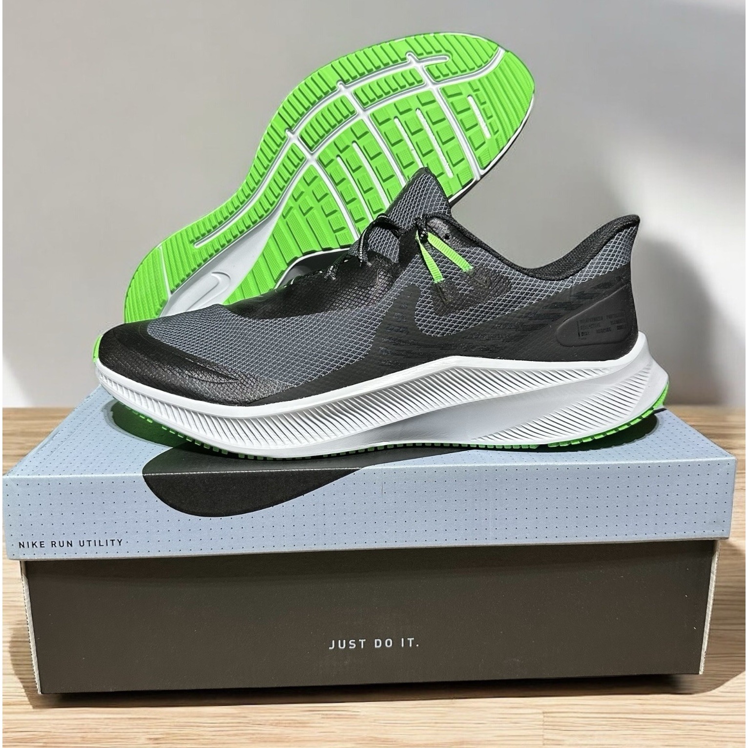 New Nike Quest 3 Shield 'Black Poison Green' Cq8894-010 Men's Shoes 11.5